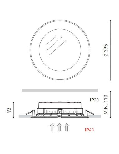 Dimensiones Downlight LED redondo potente Drop Maxi 5 ip43 ArkosLight