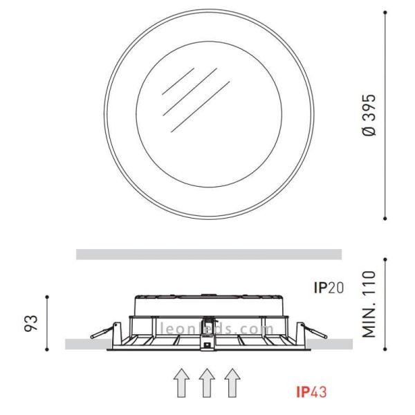 Dimensiones Downlight LED redondo potente Drop Maxi 5 ip43 ArkosLight