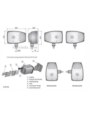 Faro Delantero halógeno 24V con soporte Inferior al mejor precio| LeonLeds Iluminación