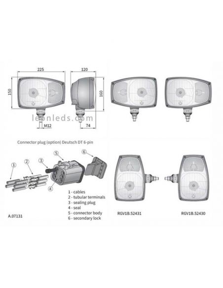 Faro Delantero halógeno 24V con soporte Inferior al mejor precio| LeonLeds Iluminación