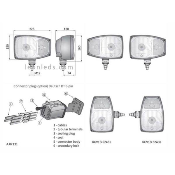 Faro Delantero halógeno 24V con soporte Inferior al mejor precio| LeonLeds Iluminación