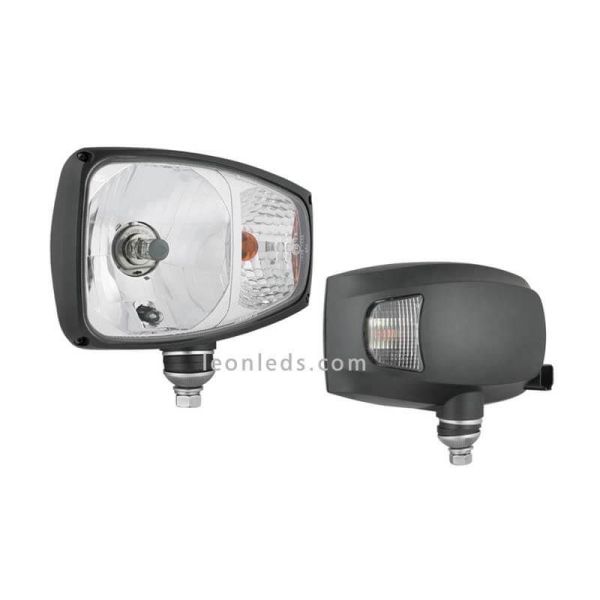 Faro Delantero Halógeno 12V con Soporte inferior, Faro Principal terex manitou caterpilar Homologado | LeonLeds