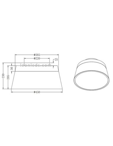 Dimensiones Plafón de techo blanco