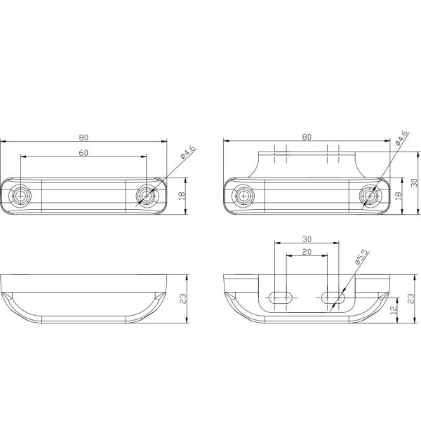 Piloto LED Lateral Y Galibo Con o sin Soporte Fristom FT013 con tulipa transparente rectangular estrecho | LeonLeds