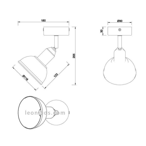 Dimensiones Foco orientable Delhi