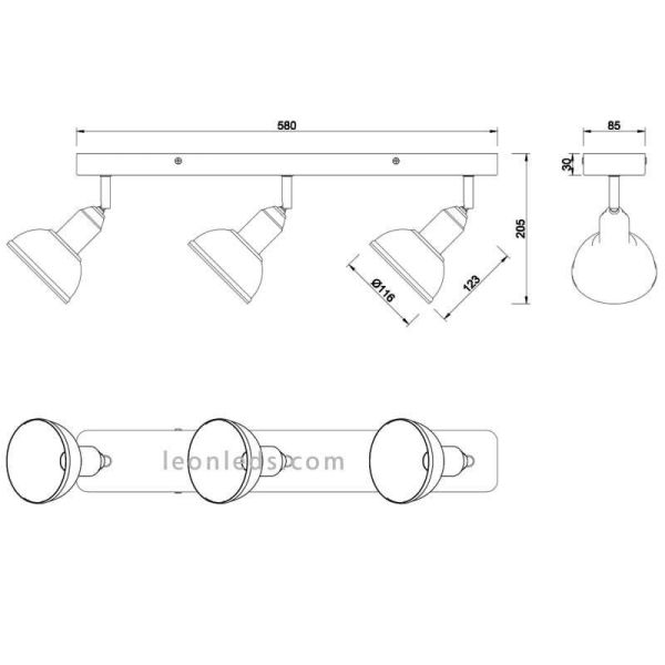 Dimensiones Delhi Trio Lighting
