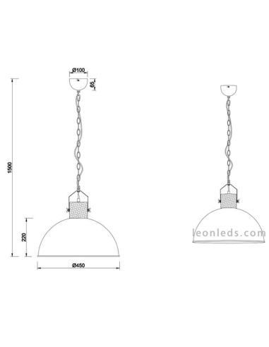 Dimensiones lámpara de techo industrial