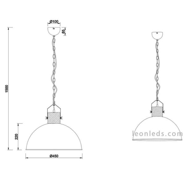 Dimensões da lâmpada de teto industrial