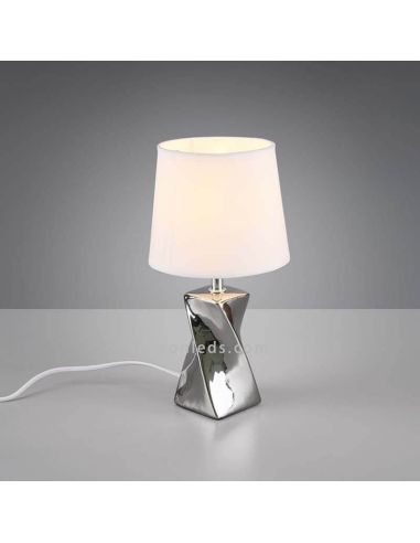 Abeba la lámpara de sobremesa plateada de Trio Lighting | LeonLedsiluminacion
