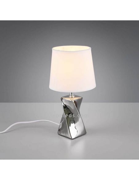 Abeba la lámpara de sobremesa plateada de Trio Lighting | LeonLedsiluminacion