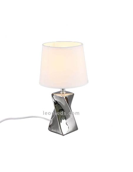 Abeba la lámpara de sobremesa plateada de Trio | LeonLeds.com