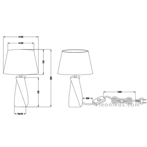 Candeeiro de mesa grande Abeba prateado | LeonLedstablelamps