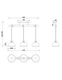Dimensões Luminária de teto 3 luminárias industriais