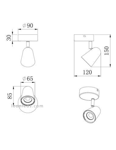 Dimensiones Foco LED orientable Toulouse