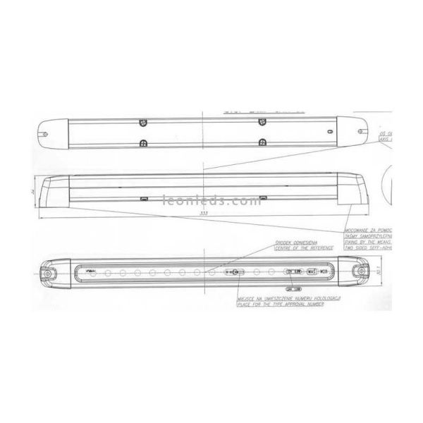Troisième barre de feux stop LED arrière pour camion 12V rouge approuvé | leonleds