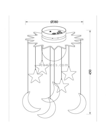 Plafón infantil Fugaz con estrellas y lunas | LeonLeds.com