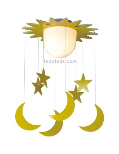 Plafón infantil Fugaz con estrellas y lunas de CristalRecord | LeonLeds.com