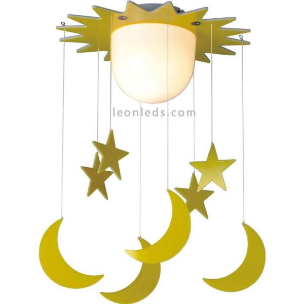 Plafón infantil Fugaz con estrellas y lunas de CristalRecord | LeonLeds.com