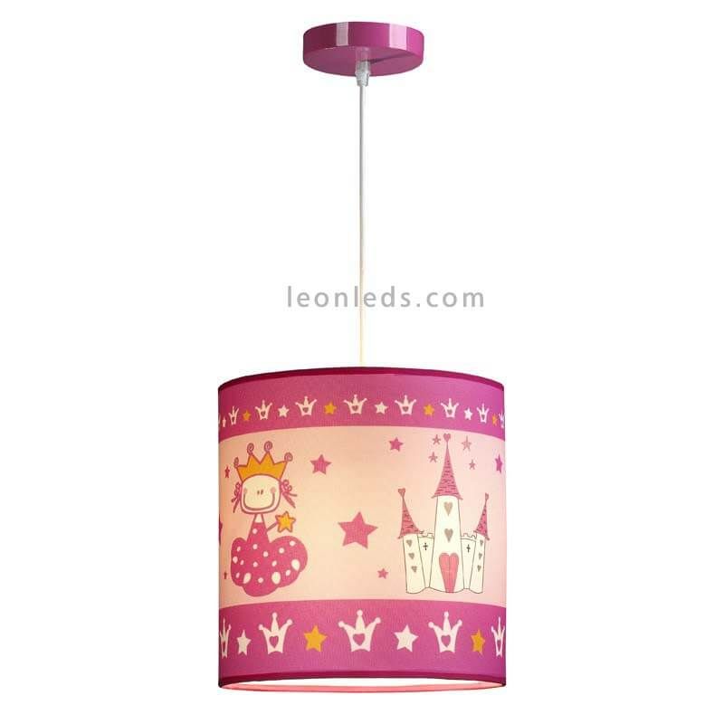 Lámpara de techo Princess rosa de castillos 1XE27 | LeonLeds.com