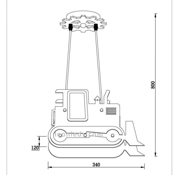 Lampe pendante de machine d'excavatrice rouillée | LéonLedéclairageenfant