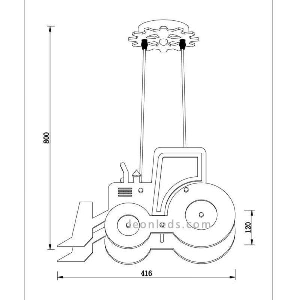 Lámpara de techo Traktor amarillo de CristalRecord | LeonLedsiluminacioninfantil