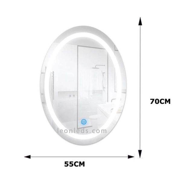 Dimensiones Espejo LED Ovalado
