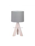 Lámpara de mesa gris y madera GING de TrioLighting | LeonLeds.com