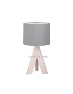 Candeeiro de mesa cinza e madeira GING by TrioLighting | LeonLeds.com