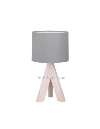 Lámpara de mesa gris y madera GING de TrioLighting | LeonLeds.com