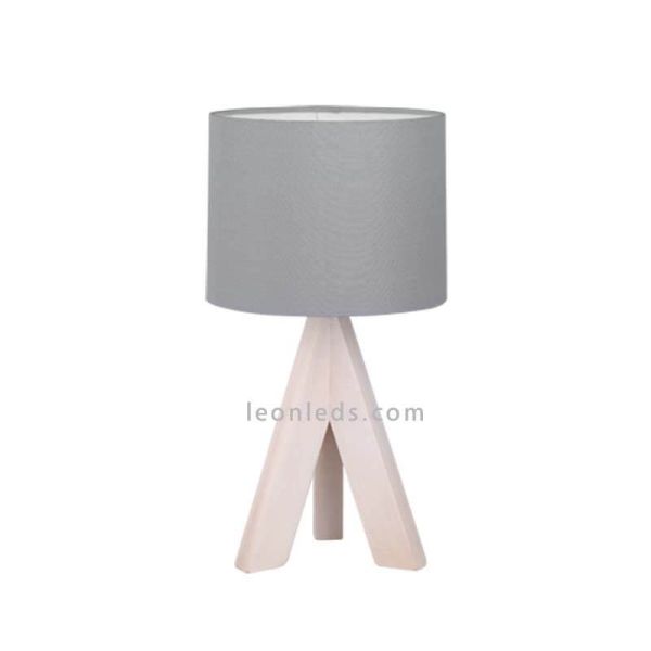 Lámpara de mesa gris y madera GING de TrioLighting | LeonLeds.com