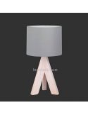 Lámpara de mesa gris y madera GING de TrioLighting | LeonLedslamparasdesobremesa