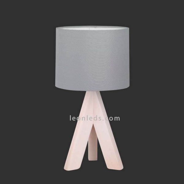 Lámpara de mesa gris y madera GING de TrioLighting | LeonLedslamparasdesobremesa