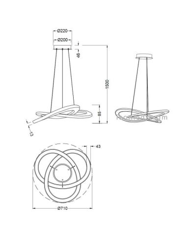 Dimensiones Lámpara de Techo LED Moderna Oakland Trio Lighting