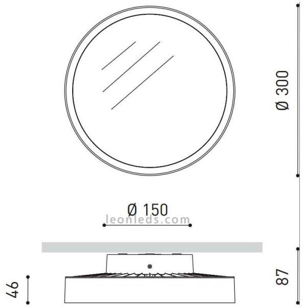 Dimensions du plafonnier LED rond