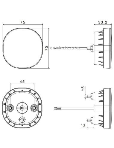 Medidas Faro Marcha Atrás Soporte Plano FT-410 LED