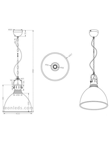 Dimensions Plafonnier Jaspe Bronze
