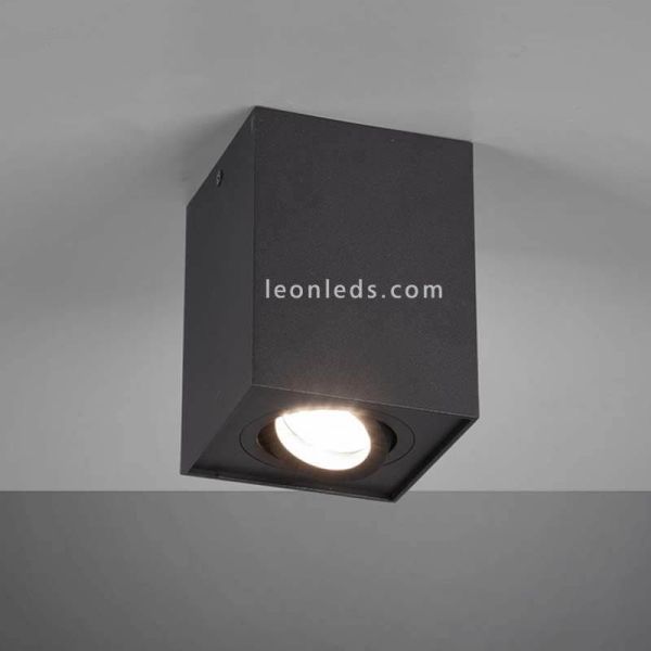 Plafón cuadrado foco Biscuit negro de trio | LeonLedsiluminacion
