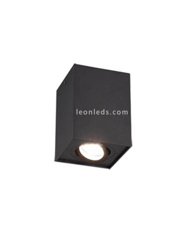 Plafón cuadrado foco Biscuit negro de trio | LeonLeds.com
