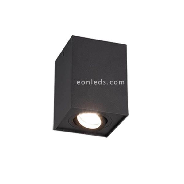 Plafón cuadrado foco Biscuit negro de trio | LeonLeds.com