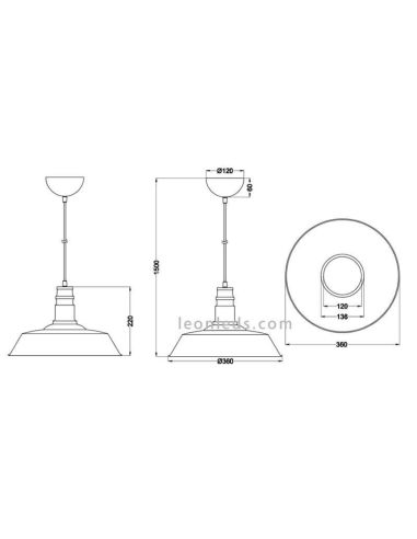 Dimensions Plafonnier Industriel Blanc