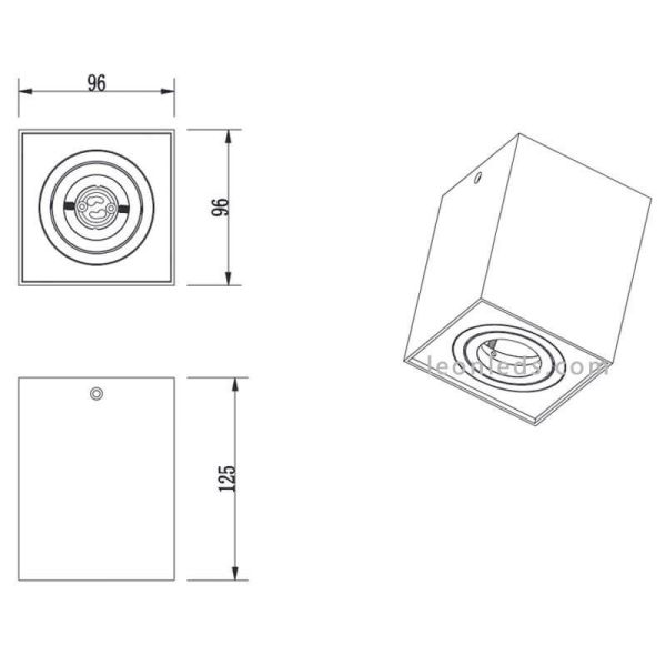 Plafonnier carré blanc biscuit | LeonLeds.com