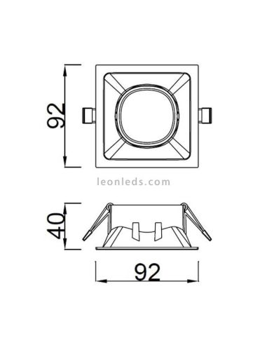 Dimensiones Foco Empotrable cuadrado GU10