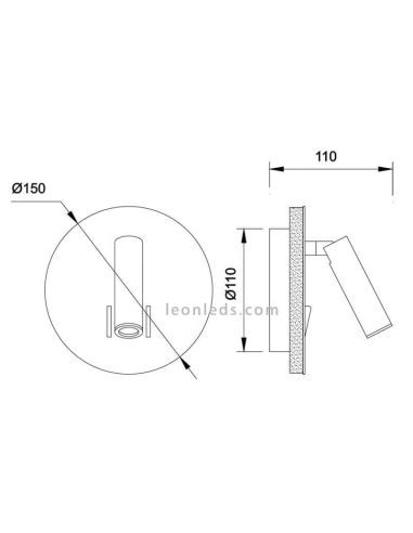 Dimensiones Aplique LED con interruptor Cayman Mantra