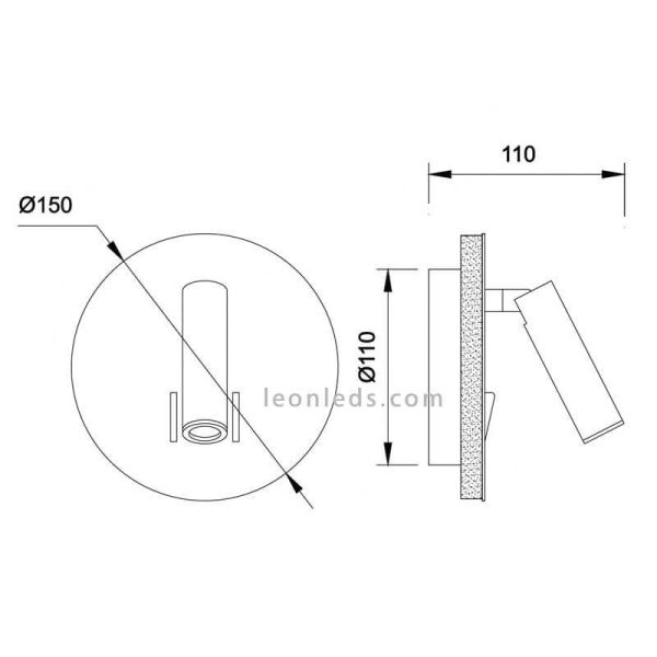 Dimensiones Aplique LED con interruptor Cayman Mantra
