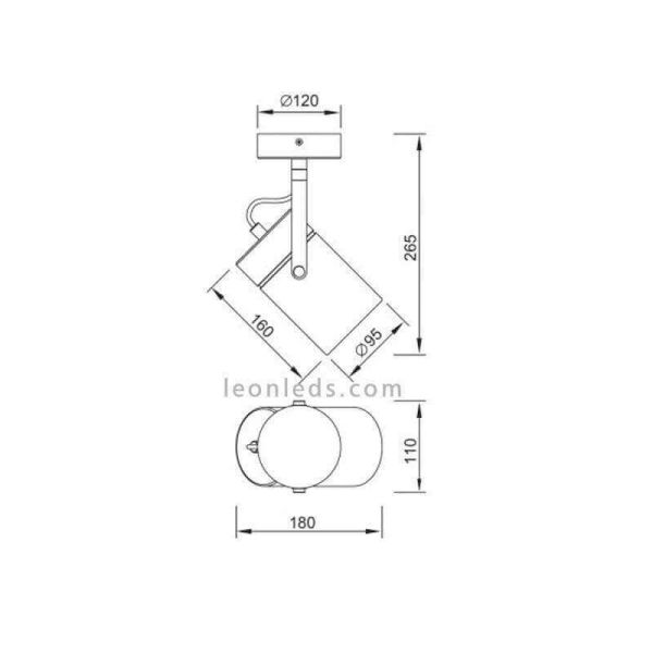 Dimensiones Aplique Foco orientable