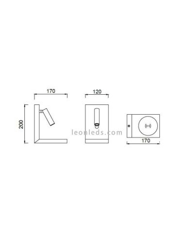 Medidas Aplique LED con lector Zanzibar