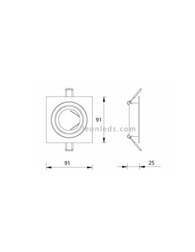 Dimensions Anneau encastré Coupe ronde carrée