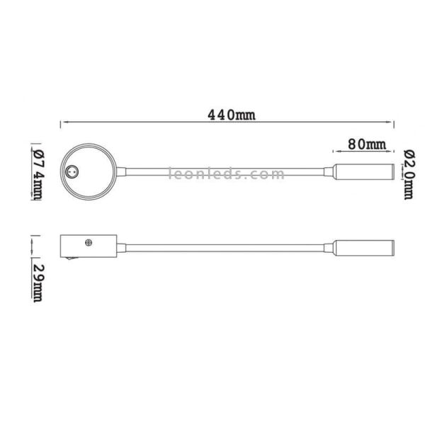 Dimensões Boavista candeeiro de parede LED