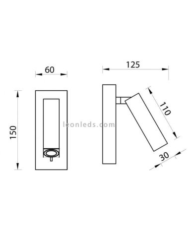 Dimensions de l'applique murale LED Mantra Tarifa