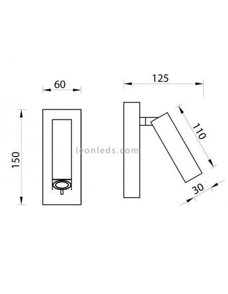Dimensions de l'applique murale LED Mantra Tarifa